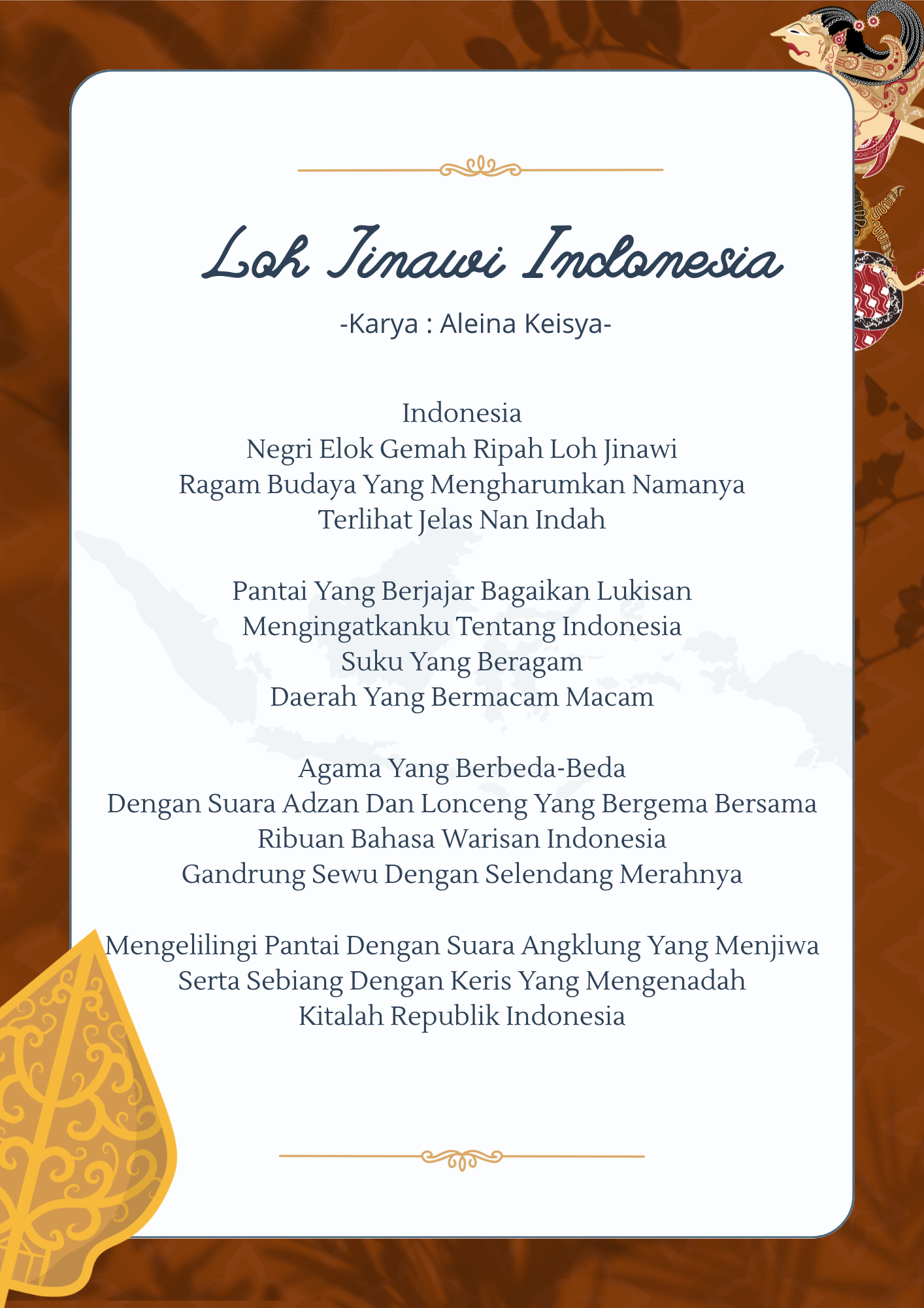 Loh Jinawi Indonesia: Puisi Karya Siswa tentang Keindahan Nusantara